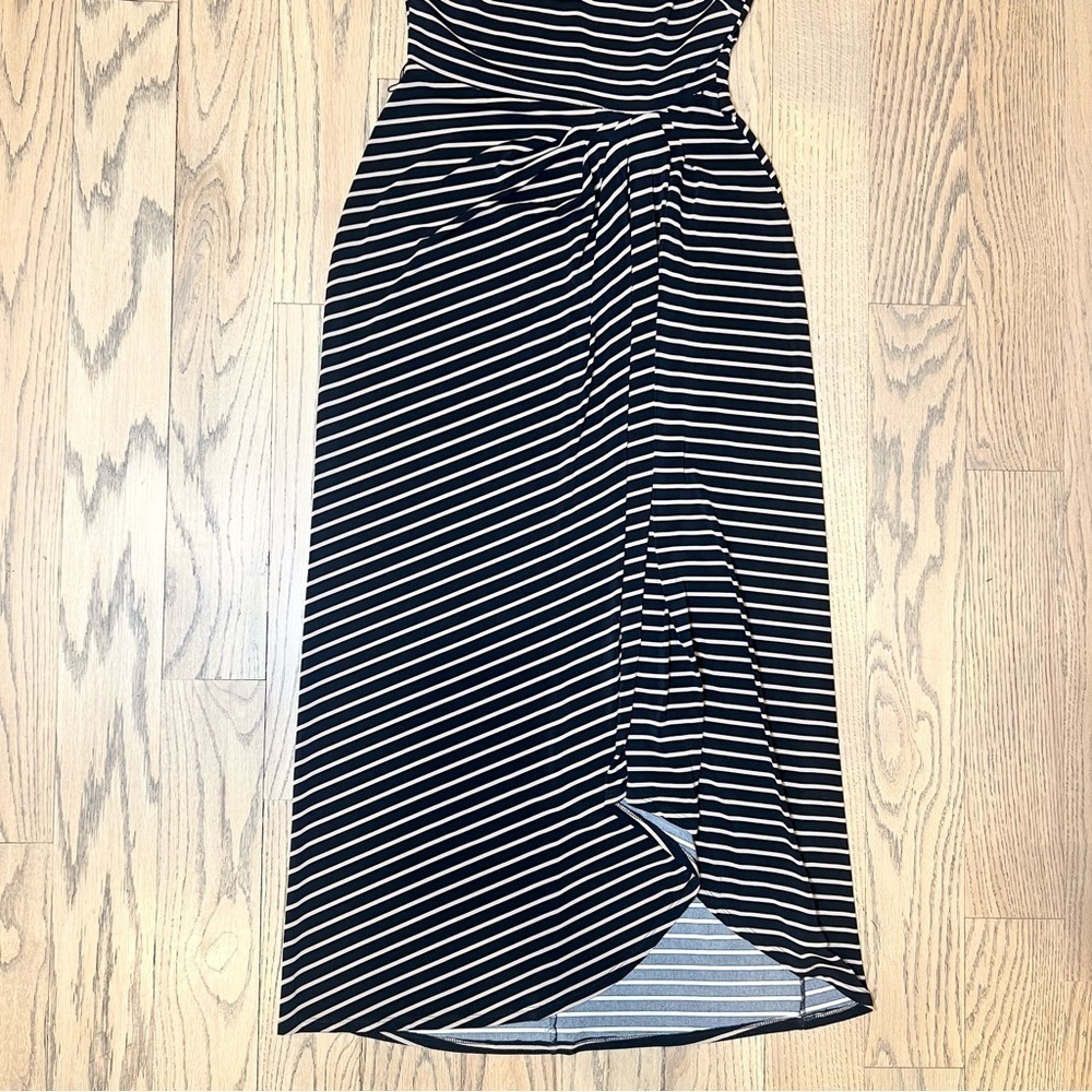 Lauren Ralph Lauren Striped Sleeveless Black & Tan Maxi Dress Size 4 - Picture 4 of 13